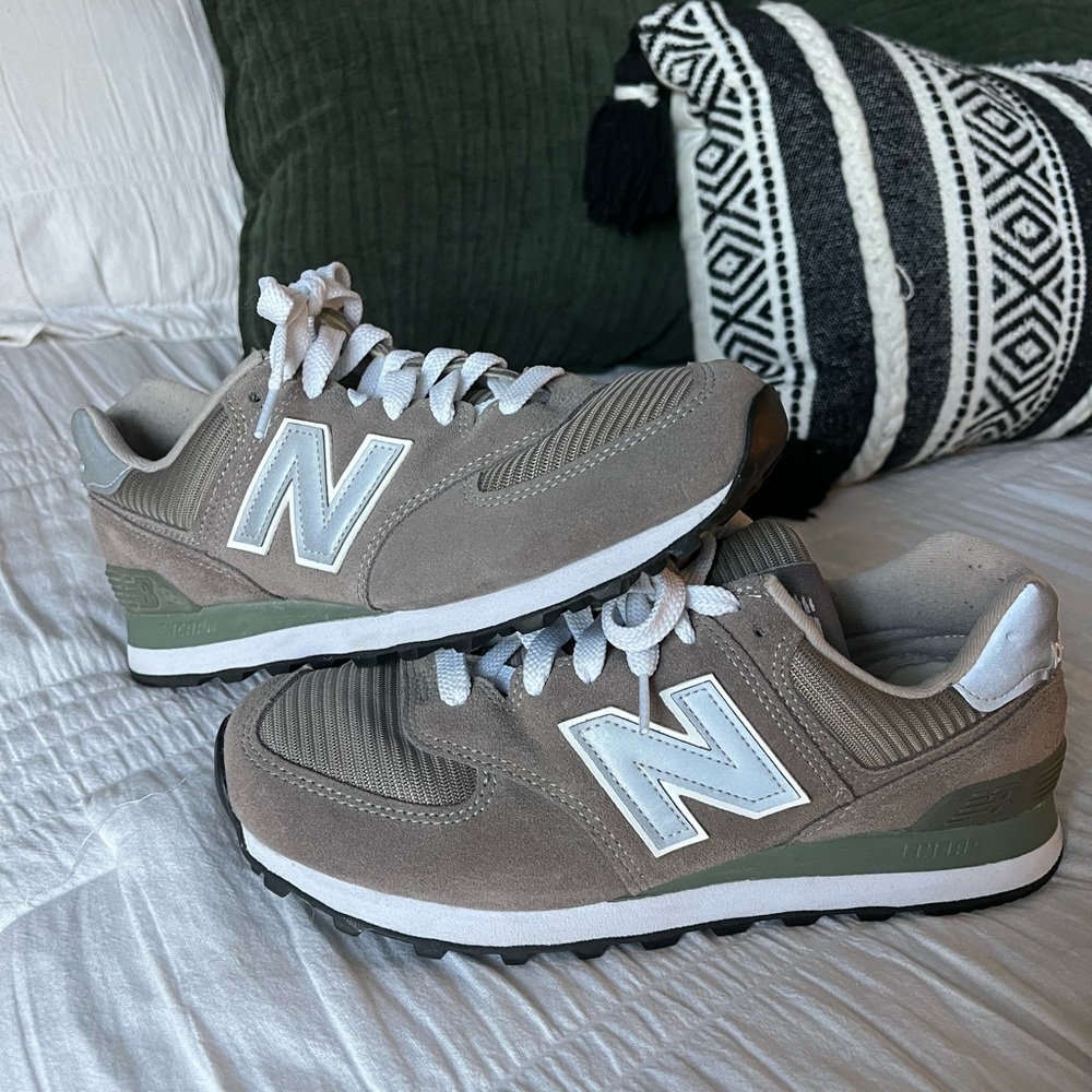New Balance Men's Taupe and White Sneakers